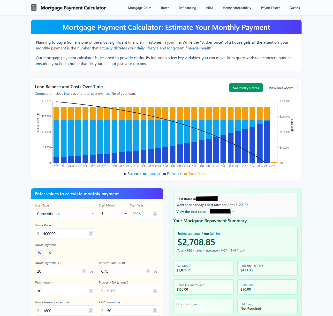 Screenshot 1 of Mortgage Payment Calculator