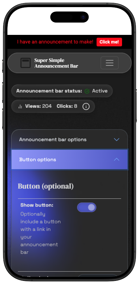 Screenshot 3 of Super Simple Announcement Bar