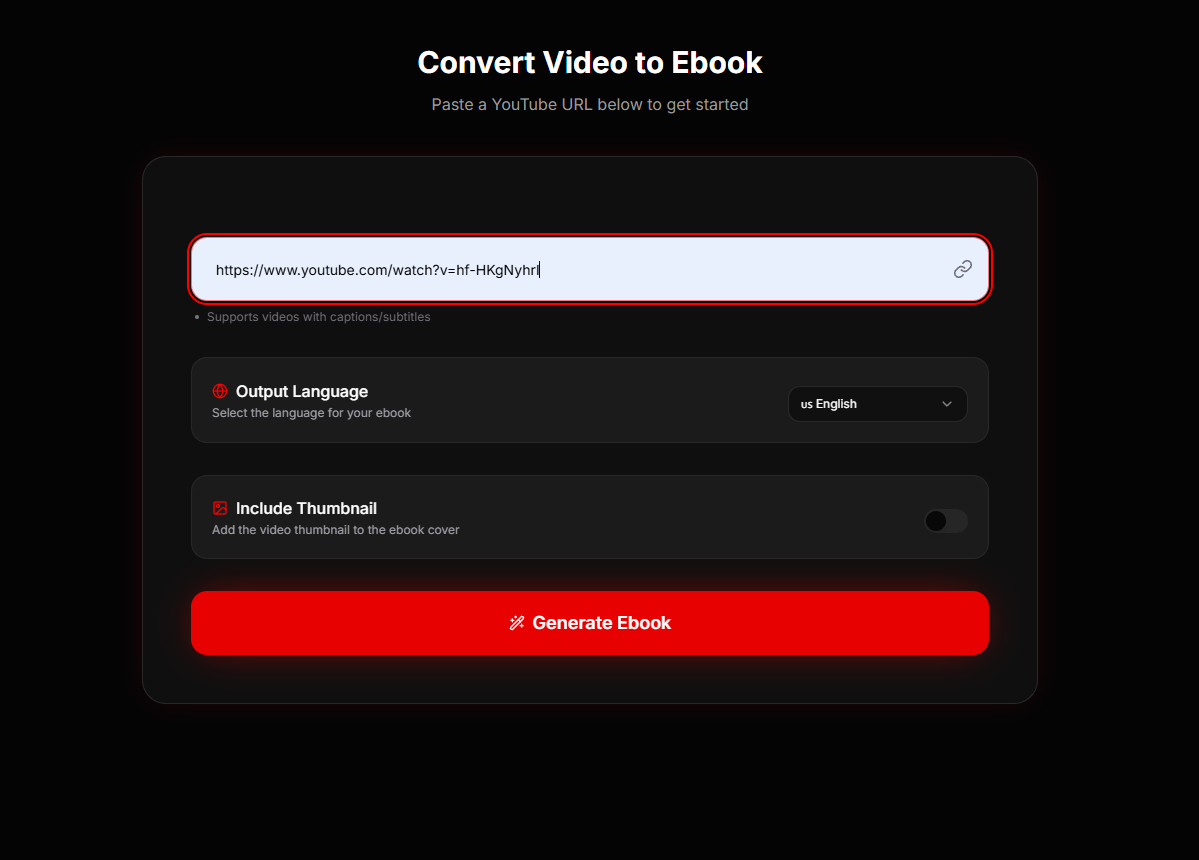 Screenshot 1 of Youtube to eBook