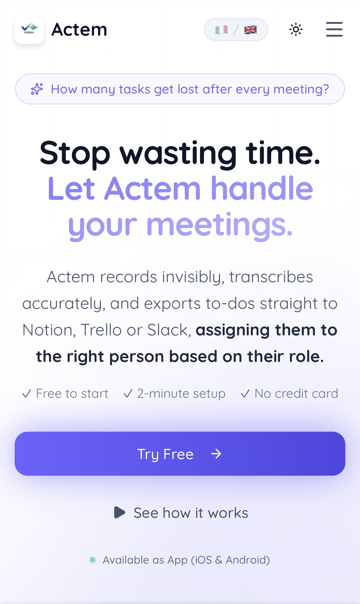 Screenshot 1 of Actem - Meeting Intelligence