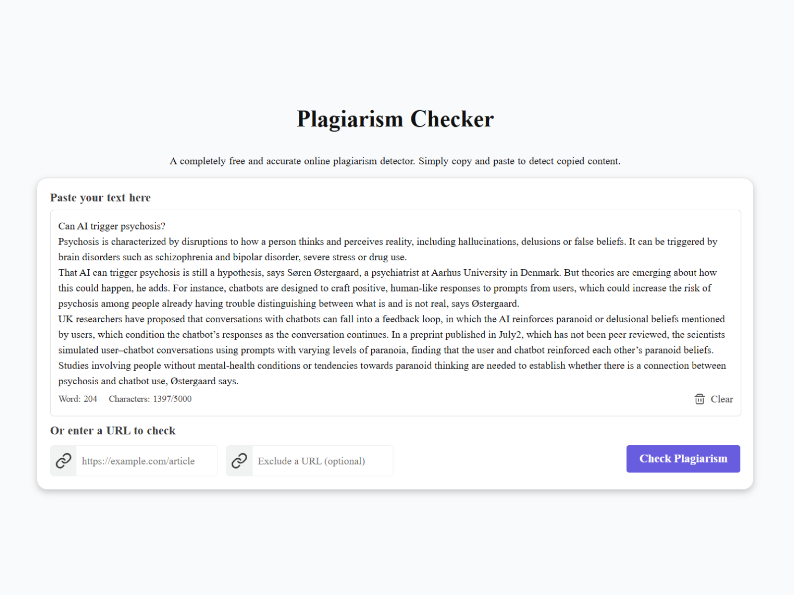 Screenshot 2 of AI Plagiarism Checker