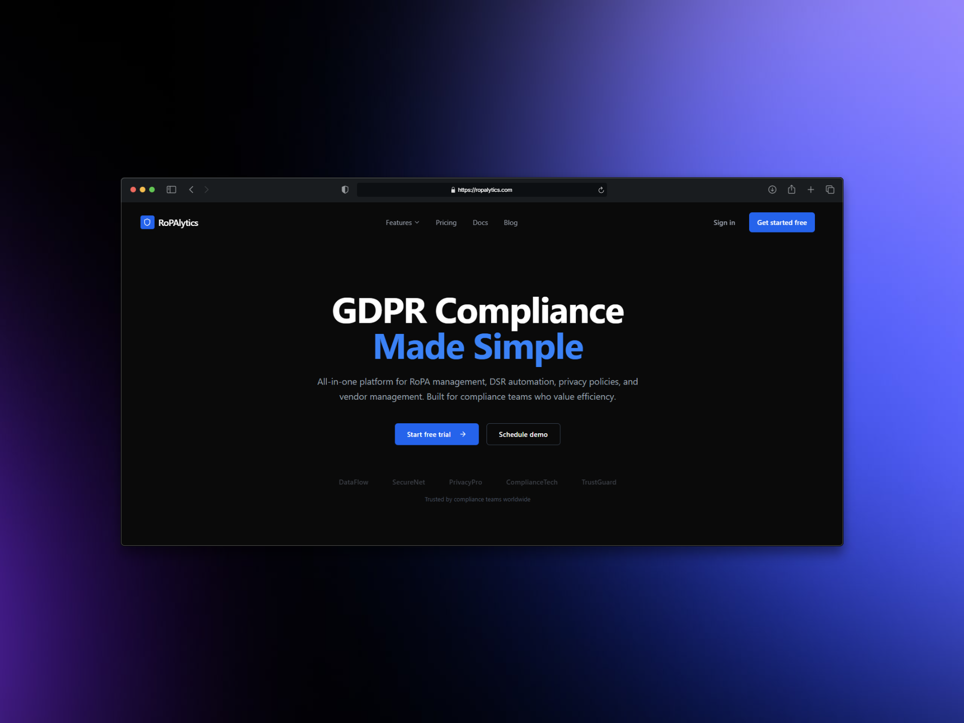 Screenshot 1 of RoPAlytics - All-in-One GDPR Compliance