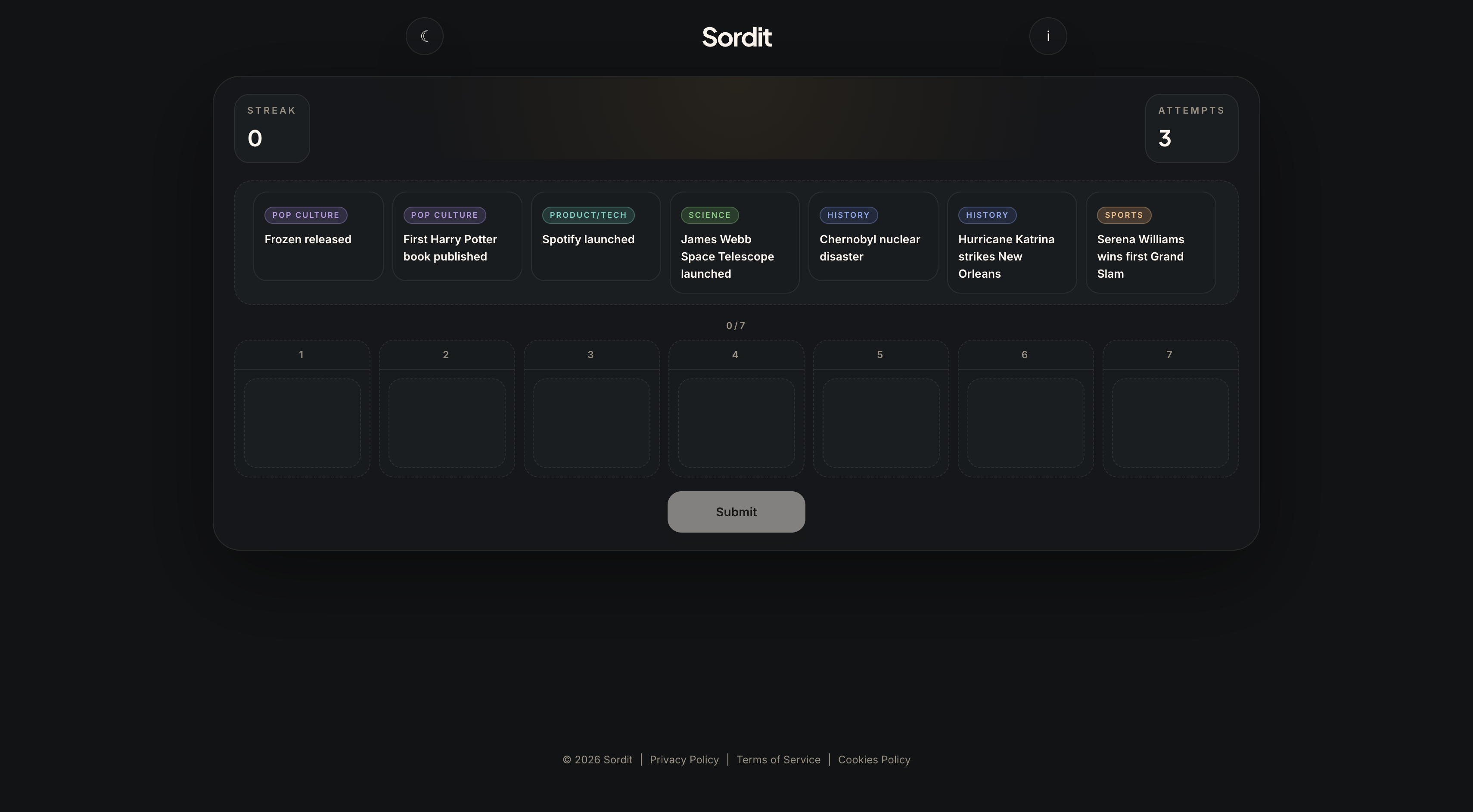 Screenshot 4 of Sordit – Daily Timeline Game