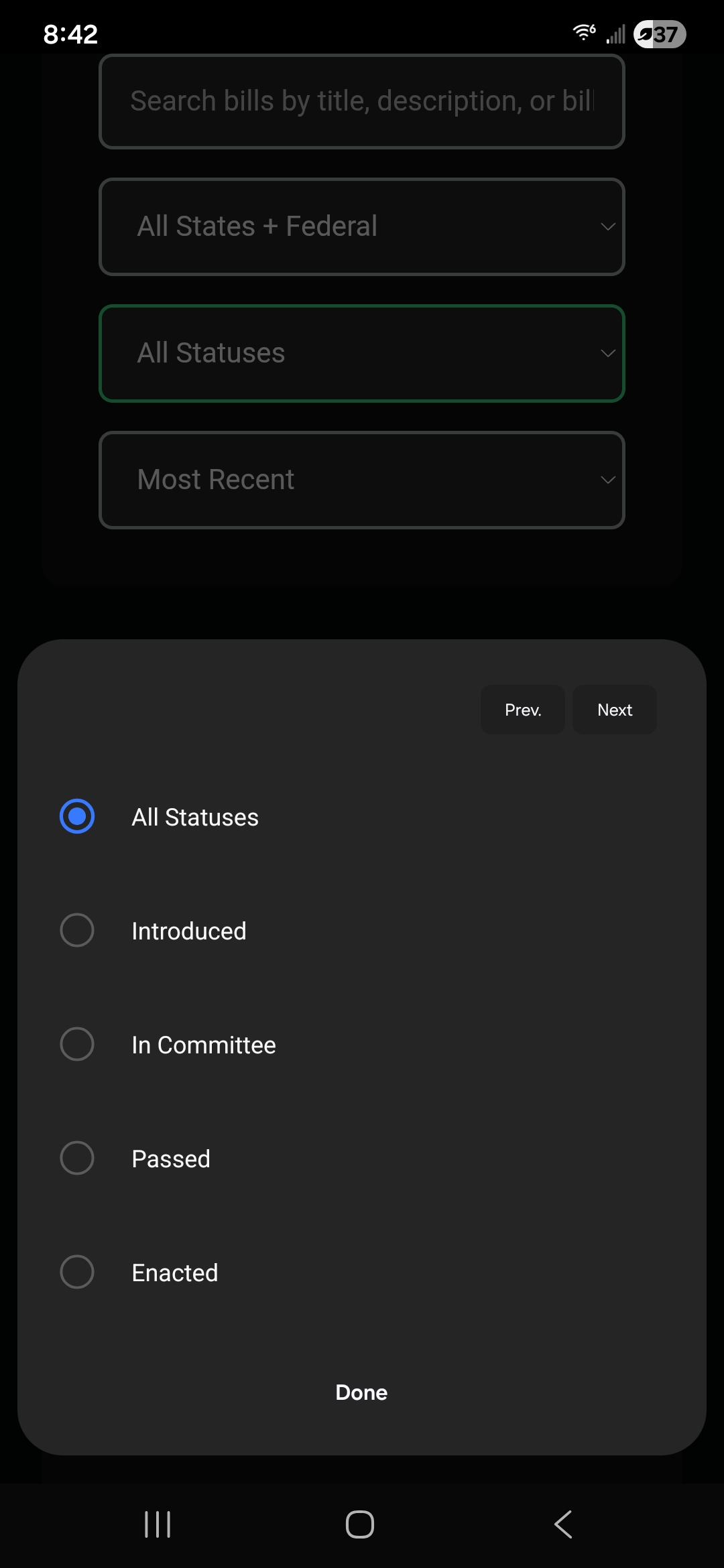 Screenshot 5 of Cannabis Legislation Tracker