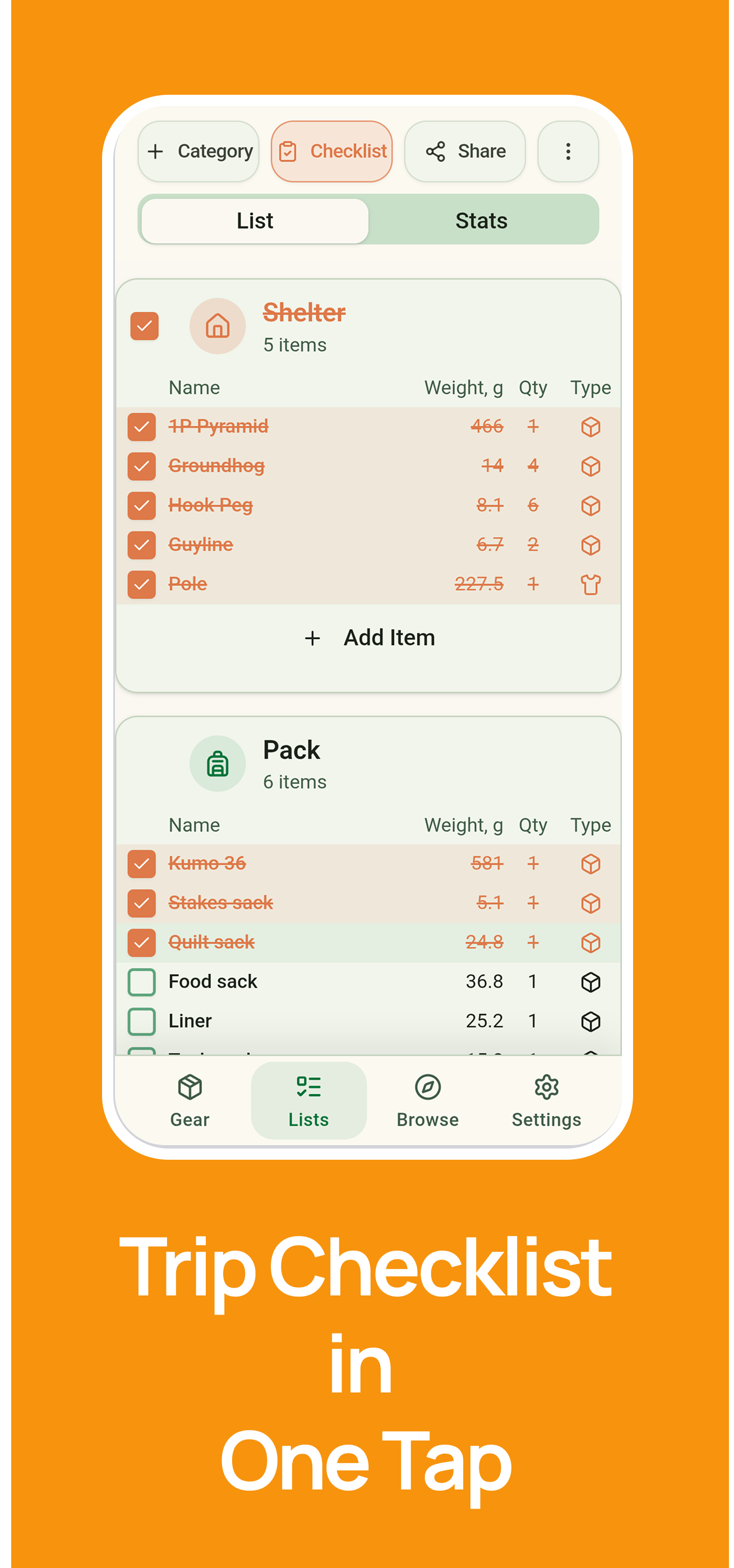 Screenshot 4 of MetaGear - Hiking Gear Tracker