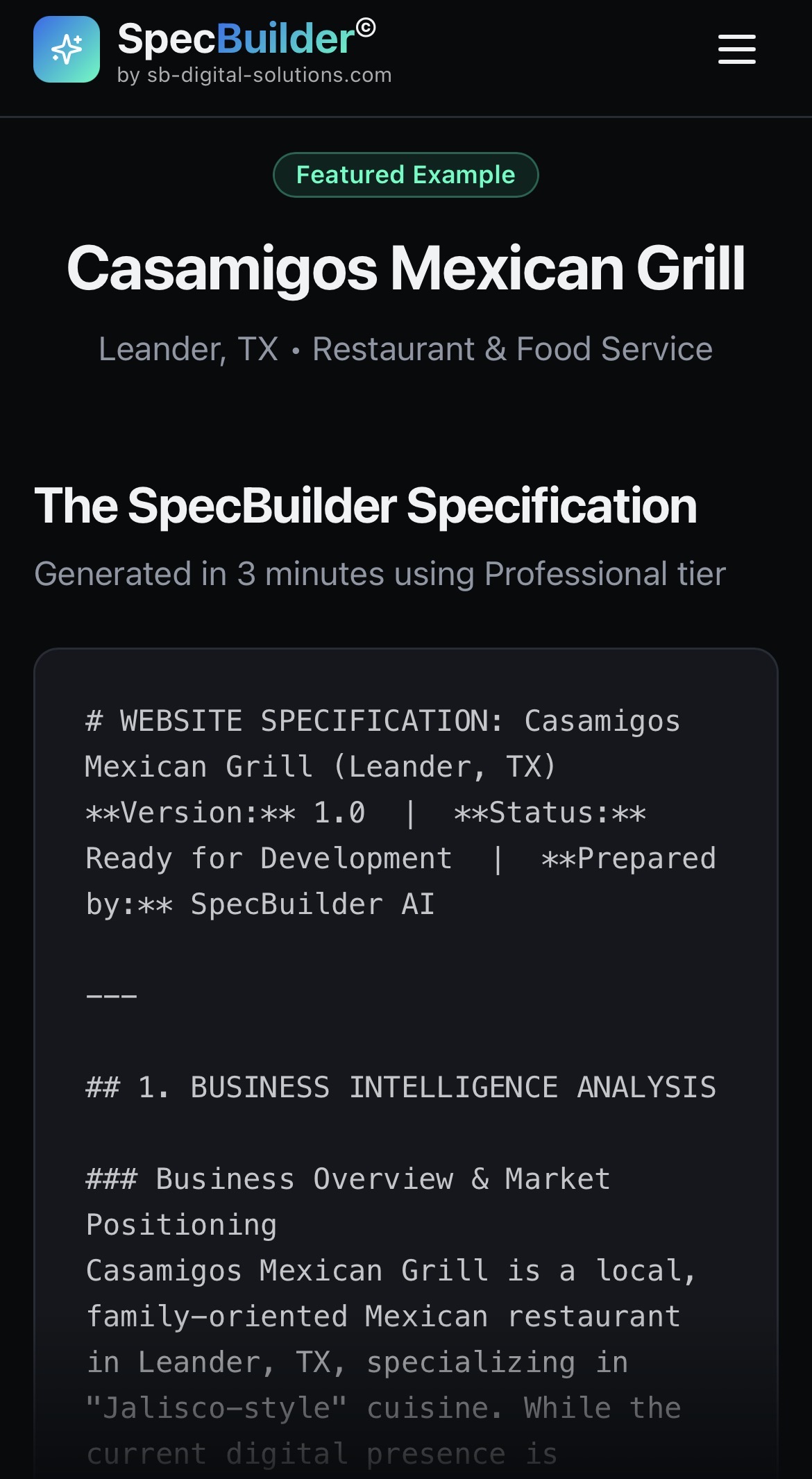 Screenshot 5 of SpecBuilder AI