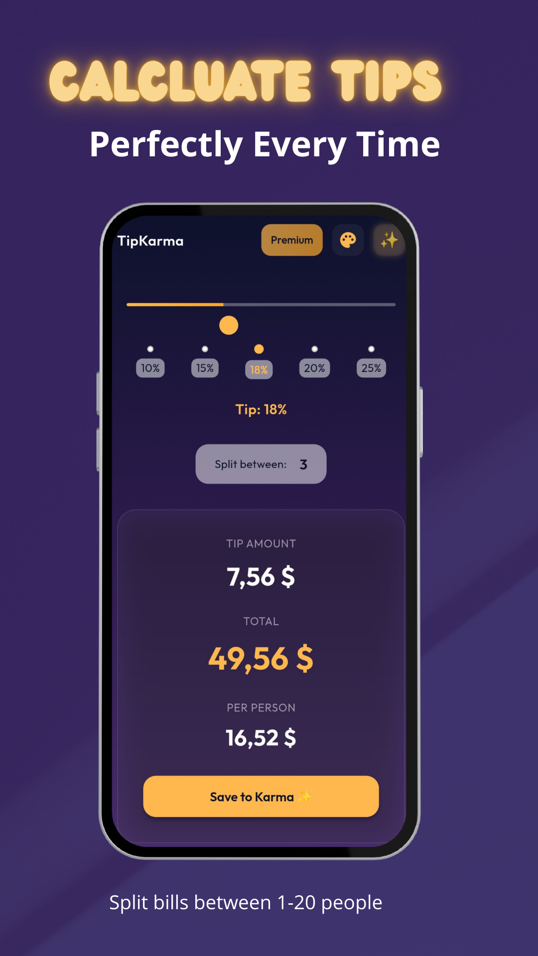 Screenshot 1 of TipKarma - Tip Calculator