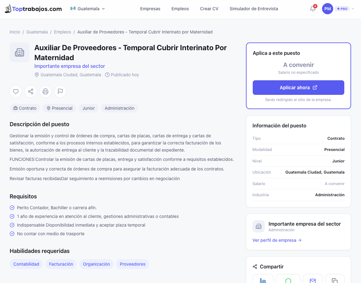 Screenshot 1 of Toptrabajos.com