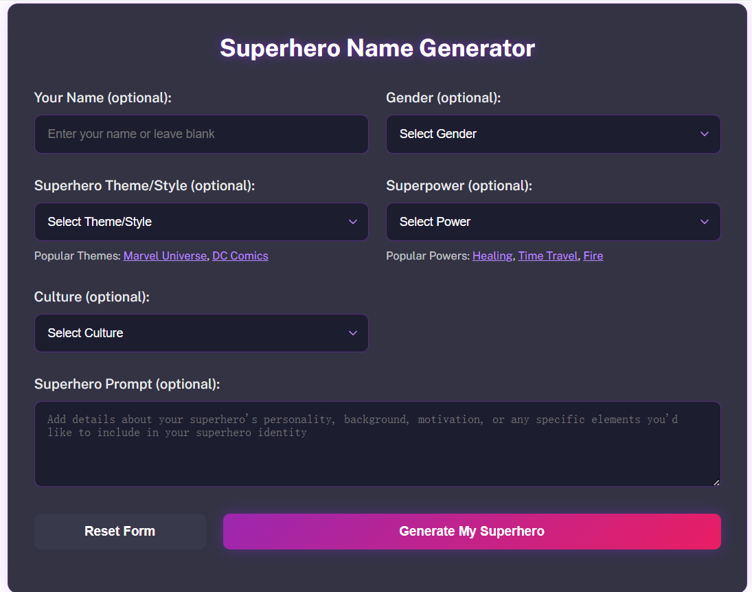 Screenshot 2 of AI Superhero Name Generator